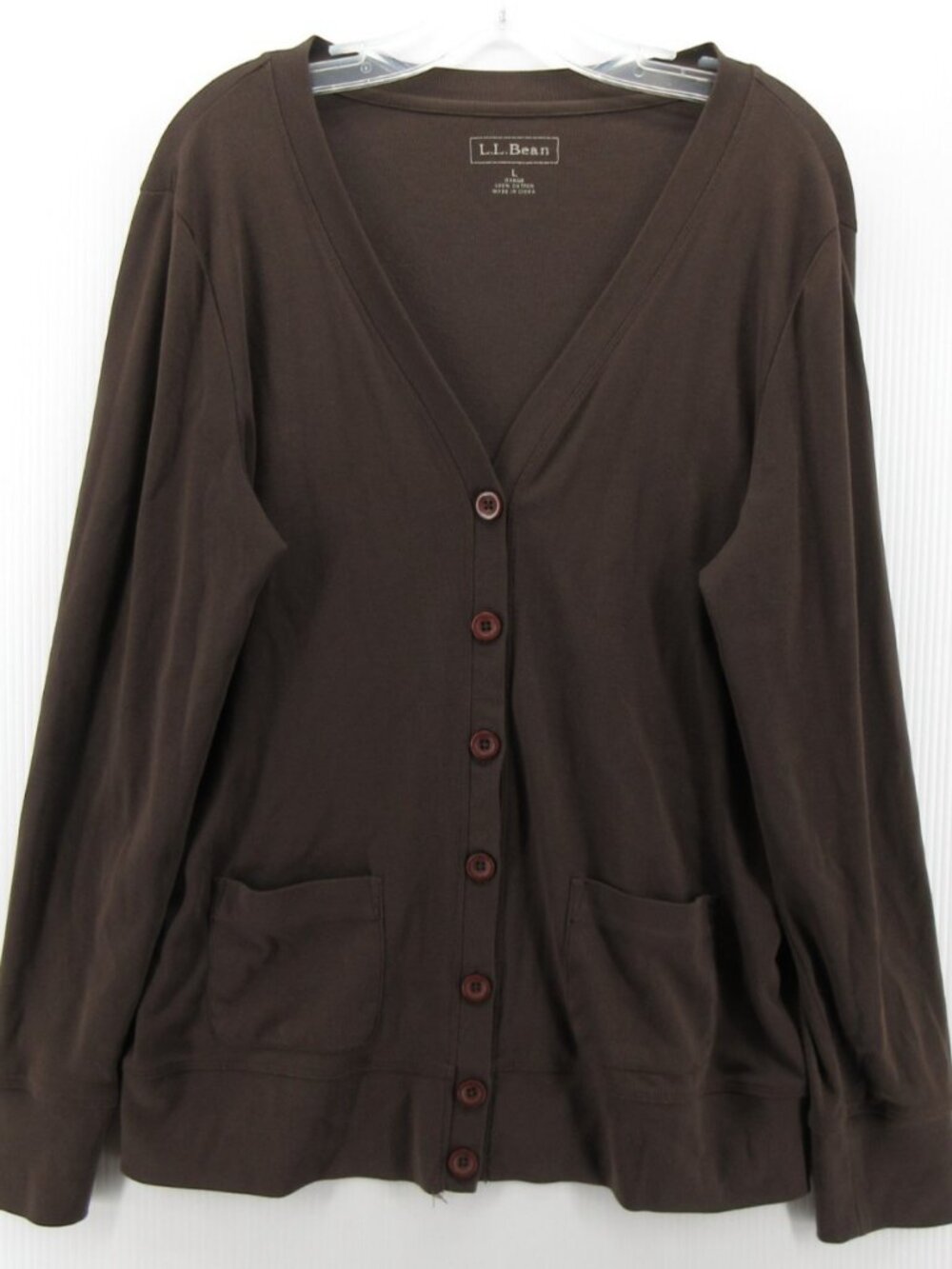LL Bean Sweater Large Cardigan Button Front Pockets Minimalist - Picture 1 of 9